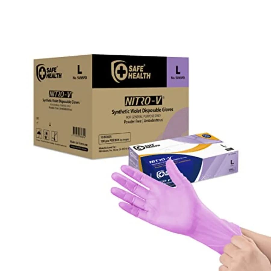 Guanti Monouso Sintetici in Nitrile-Vinile Safe Heal NITRO-V Senza Lattice per Pulizie e Cucina