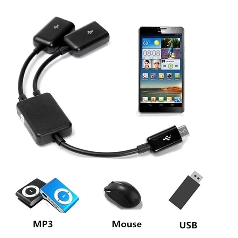 Dual Micro USB OTG Hub Host Adapter Cable for Tablet PC and Smart Phone