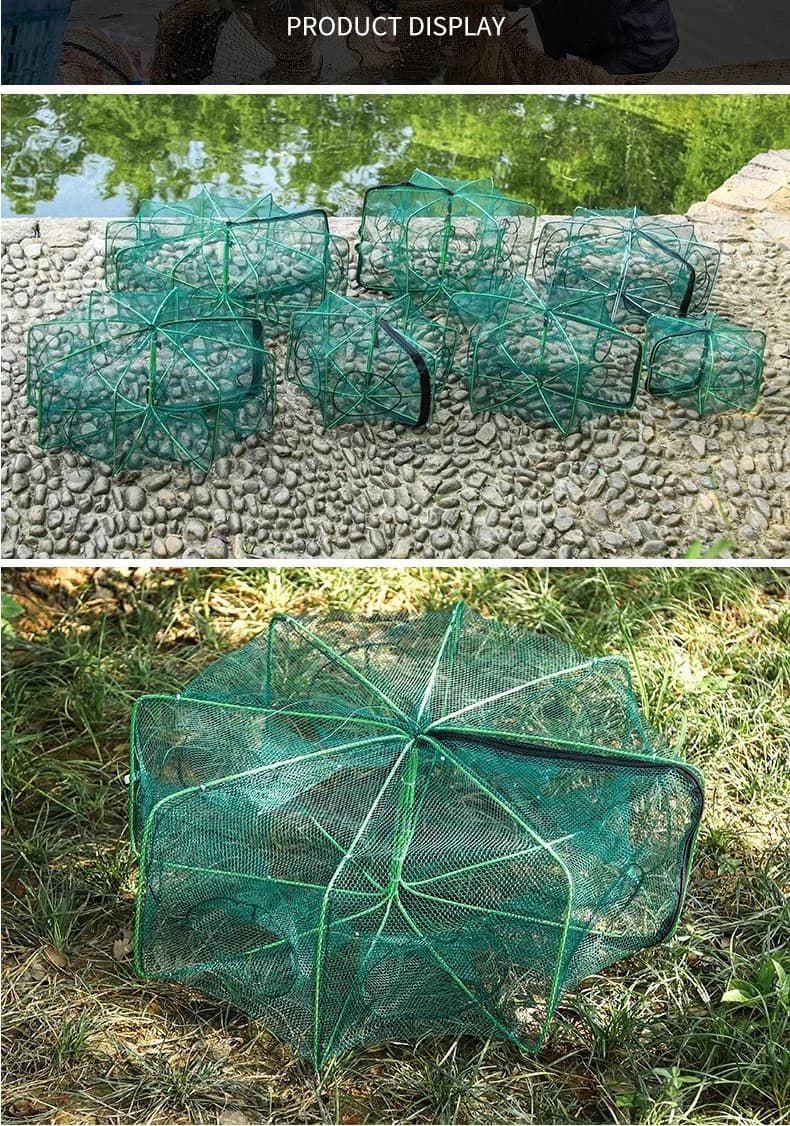 Gabbia per pesci a terra Gabbia per pesci vivente 24 fori Rete pieghevole Cattura pesci/Loach Rete Anti-corrosione Gabbia per granchi Gabbia per gamberetti Rete da pesca