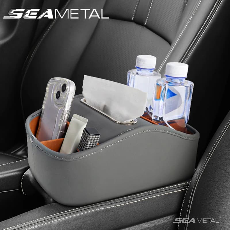 SEAMETAL Scatola portaoggetti per bracciolo per auto Organizzatore interno per poggiagomito automatico per portabevande per fazzoletti per telefono Scatola portaoggetti multifunzionale