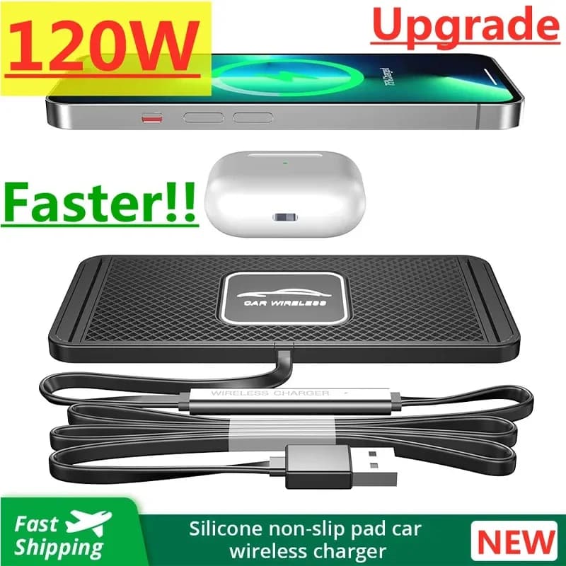 Support for wireless car charger with silicone support for iPhone15 14 13 12 Xiaomi Samsung Huawei wireless charging for fast car for mobile phone