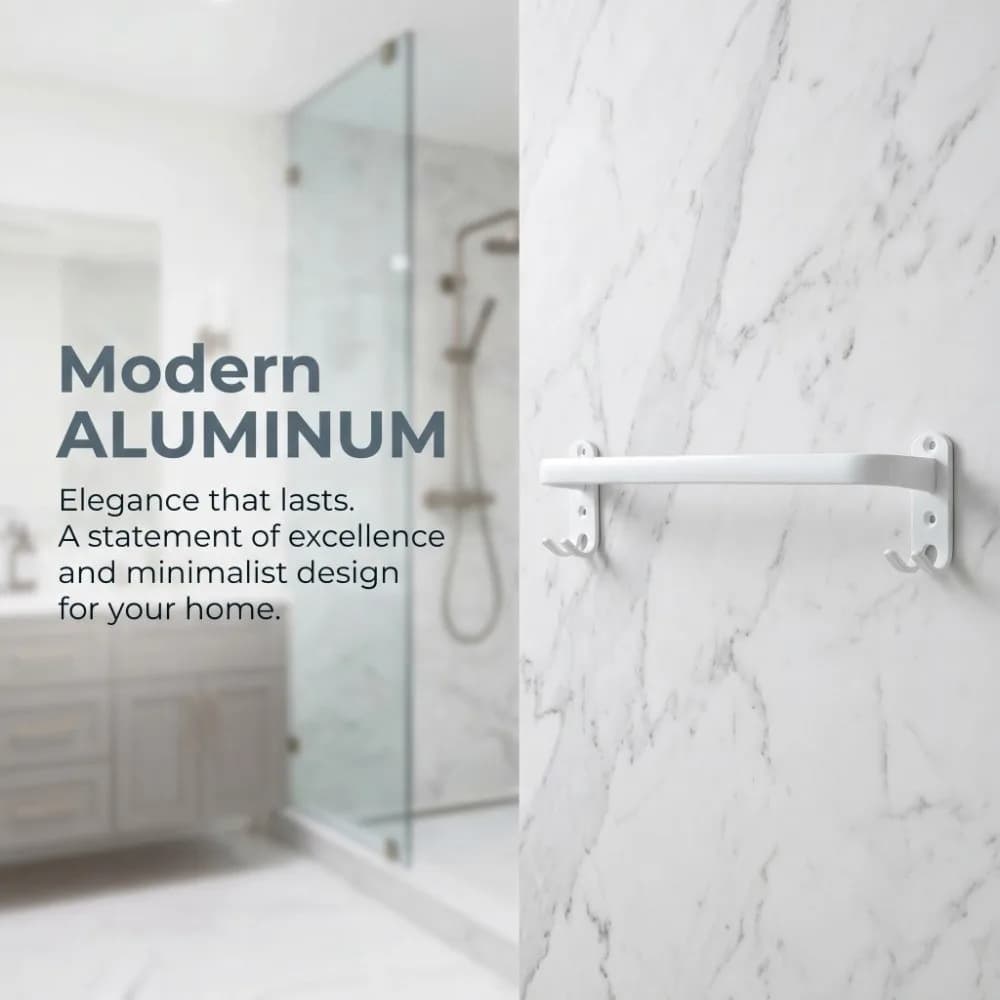 Elegant Aluminum Towel Bar White Rustproof Towel Holder Modern Multipurpose Towel Hanger Space Saving