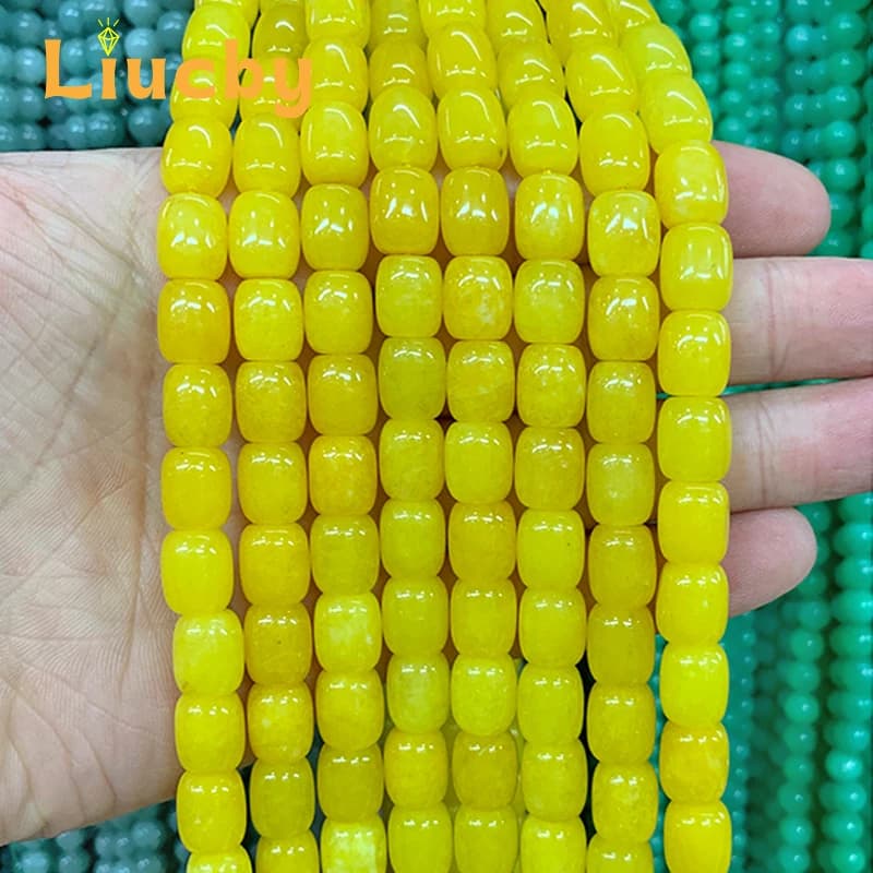 Pietra naturale giallo brillante cerchio cilindrico perline per gioielli che fanno orecchini fai da te collana braccialetto di fascino 15 "filo 9*11MM