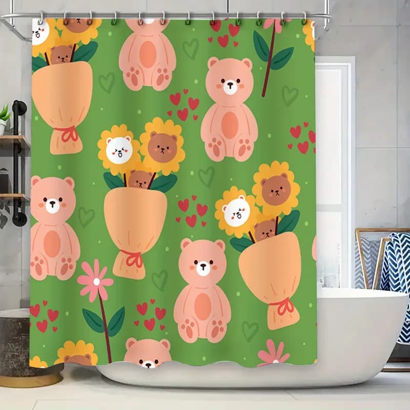 Tenda da doccia a tema animali con orsi, leoni, girasoli perfetta per un bagno rinfrescare!