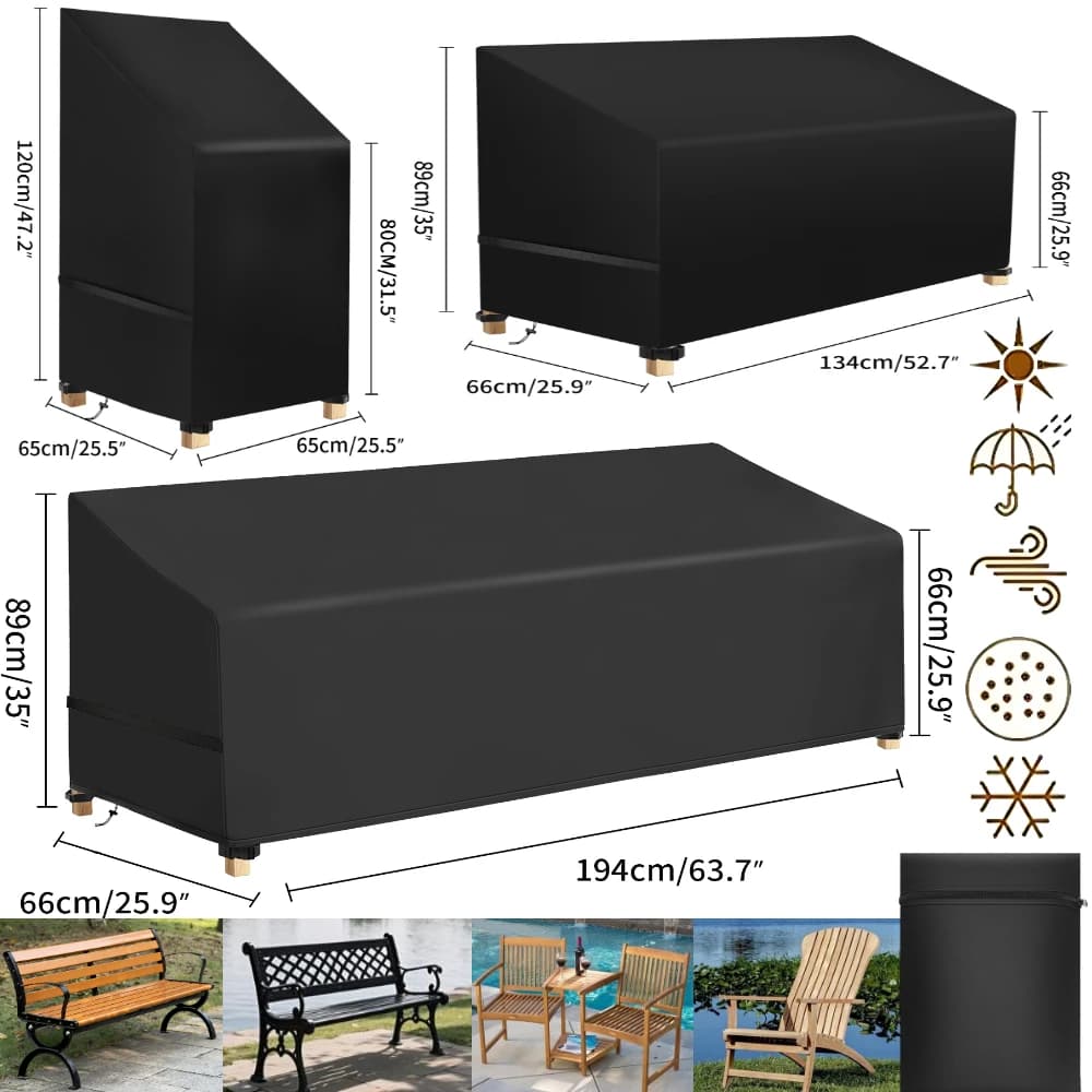 Coperture Impermeabili per Sedie da Patio Protezione per Mobili da Giardino Coperture Antipioggia e Anti-UV per Divani da Esterno Panchine Profonde
