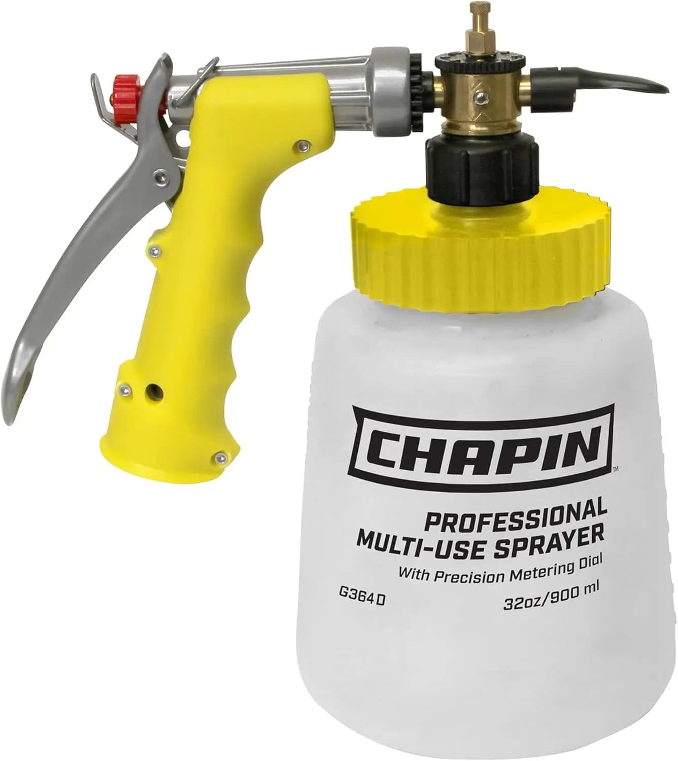 Spruzzatore per Giardino e Prato, Connessione per Tubo, Valvola Anti-Sifone, Ugello Regolabile, Serbatoio da 32oz per Piante, Erbacce, Insetti