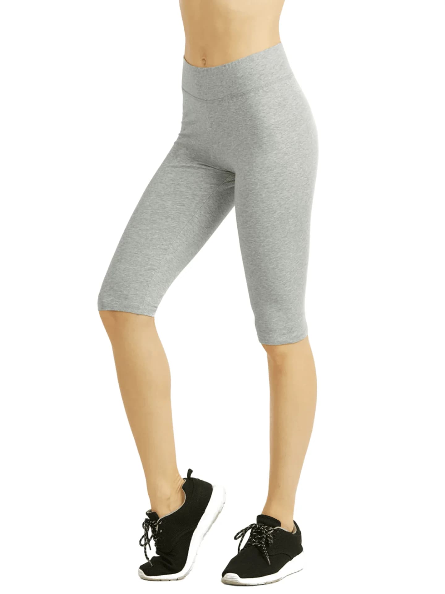 Women's Knee Length High Waist Cotton Biker Shorts Leggings Regular And Plus Size, High Waisted Biker Leggings Shorts, Women's No See-Through Athletic Workout Running Cycling Yoga Shorts, Tummy Control Activewear Shapewear Regular And Plus Size