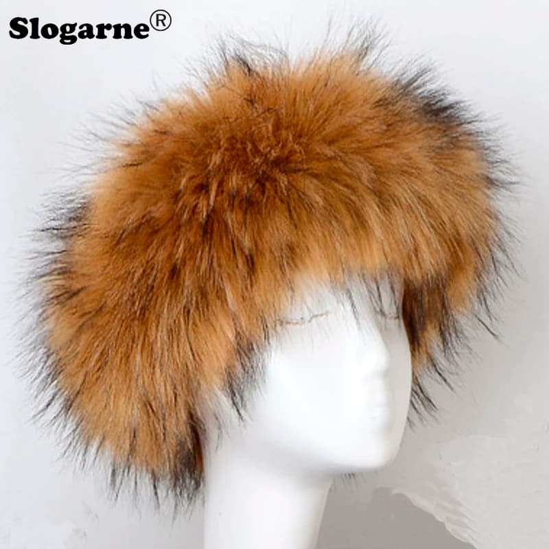 Fascia per capelli in pelliccia sintetica di volpe alla moda 2026, cappelli in pelliccia da donna, copricapo caldo, morbido ed elastico per ragazze, copricapo in pelliccia da donna, berretto da sci in pelliccia
