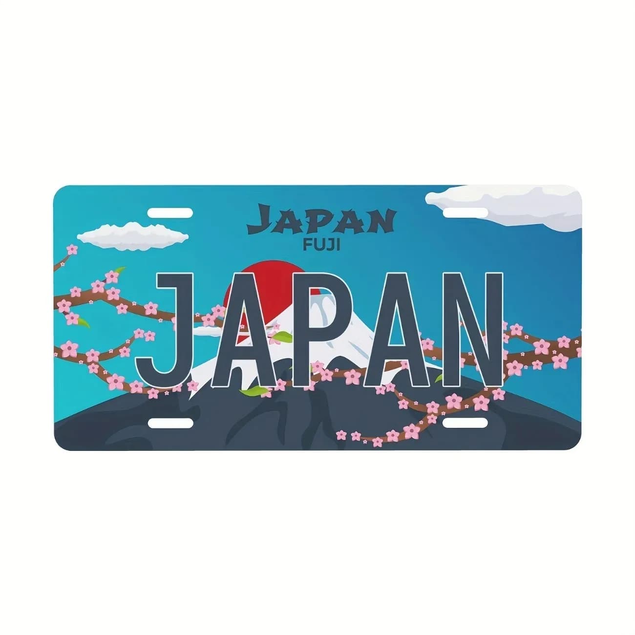 1PC JDM Style Mount Fuji Aluminum License Plate, Custom Personalized Replica Plaque Waterproof Garage Wall Car Decor (Decor Only