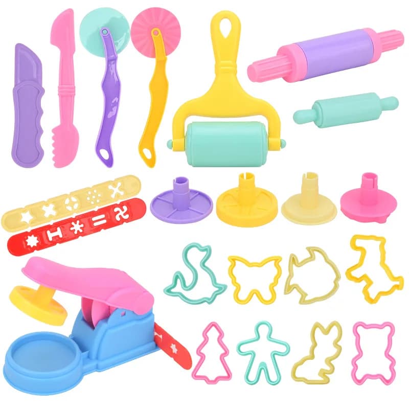 Set di strumenti per impasto per bambini Vari stampi per plastilina Rulli taglierini e accessori da gioco per argilla e pasta asciutta all'aria Ragazzi Ragazze Giocattoli fai da te