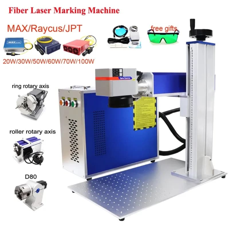 60W 100W 30W Support Lightburn Fiber Laser Marking Machine JPT MOPA M7 Raycus 50W Gold Silver Ring Optical Fiber Laser Engraving