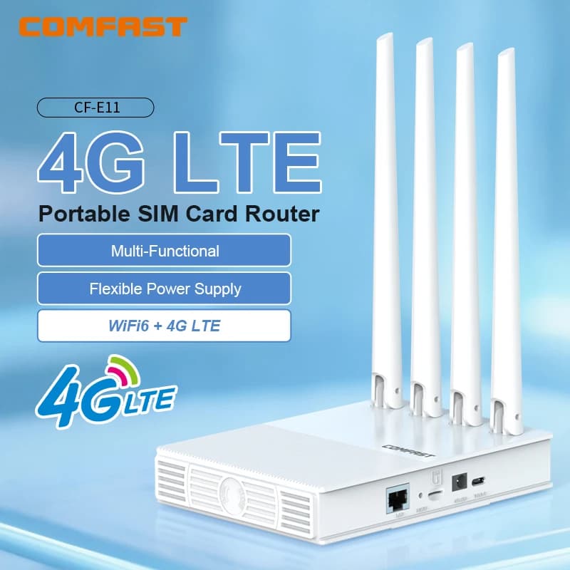 comfast AX300 Modem 4G Lte con scheda SIM WiFi6 Router wireless Internet portatile esterno 2.4G ASR1803S Chip 4 antenne PlugPlay