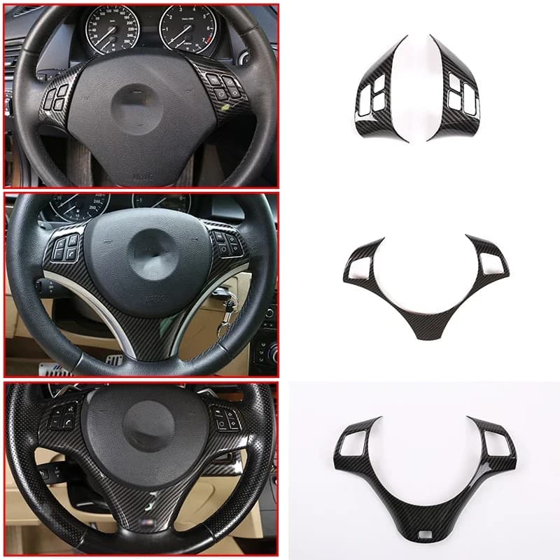 Per BMW Serie 1 E84 Serie 3 E90 E91 E92 Cornice Copri Pulsanti Volante Adesivi in Fibra di Carbonio ABS Accessori