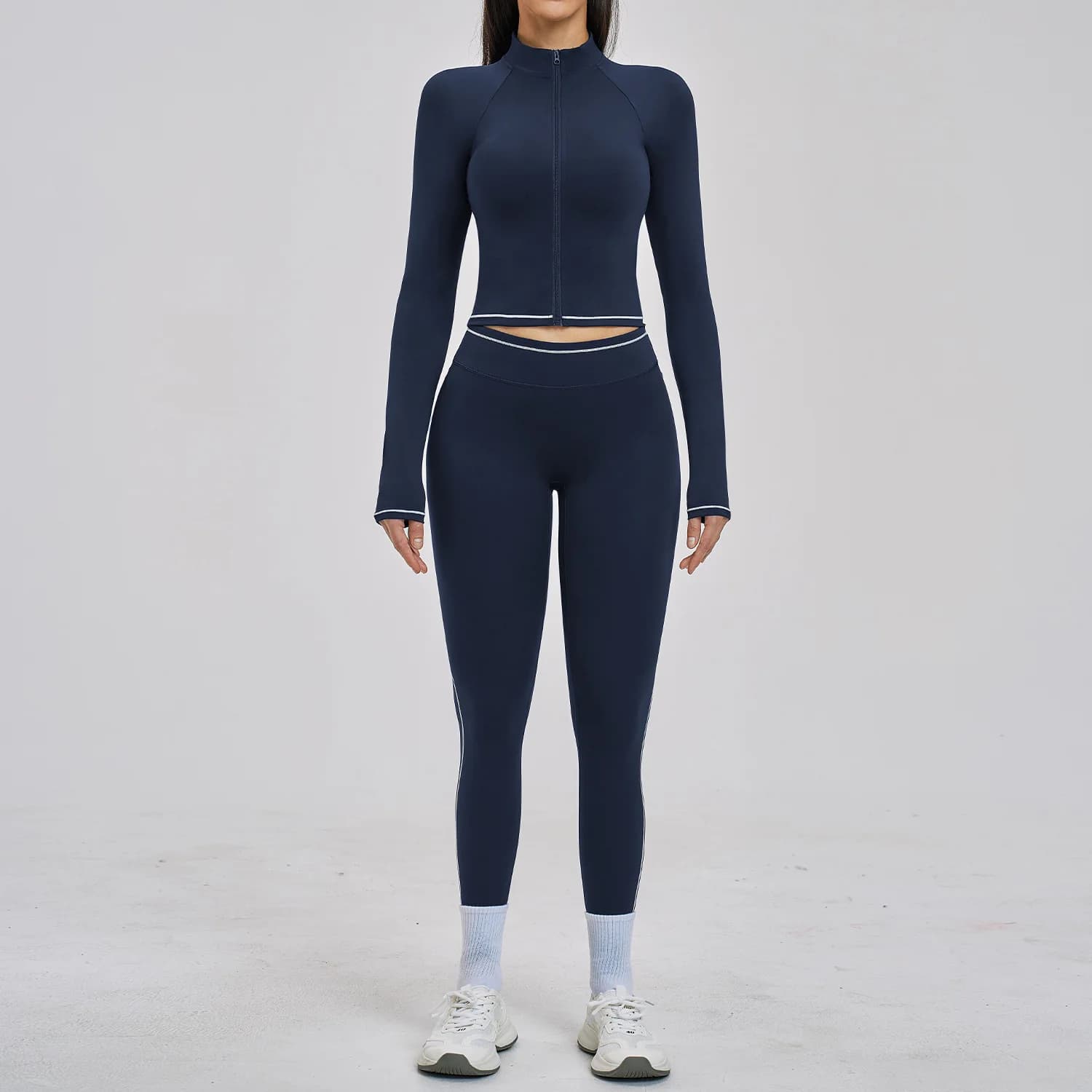 Set Yoga 2 Pezzi per Donna, Tuta da Palestra, Completo Fitness, Leggings e Reggiseno Sportivo, Abbigliamento Sportivo a Maniche Lunghe