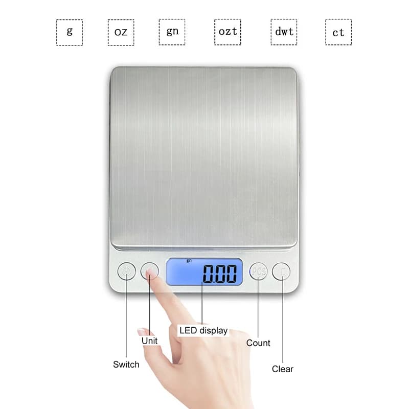 Kitchen Digital Scale 3000g/ 0.1g Small Jewelry Scale Cooking Food Scales Gram/Oz Digital Weight with Back-Lit LCD Display/Tare
