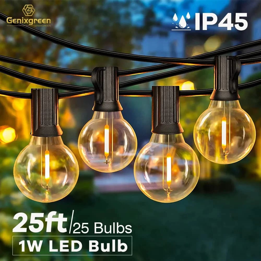 25FT Outdoor Globe G40 LED String Light IP44 Waterpoof Dimmerabile Decorazione di nozze per feste Collegabile Spina UE Ghirlanda Luce fata