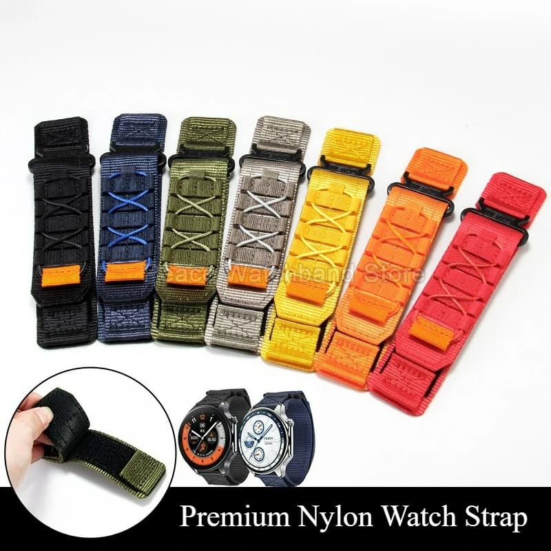 Cinturino per orologio in nylon impermeabile ad asciugatura rapida e anti-sudore da 20-22 mm per Oppowatch X con gancio in velcro, leggero e flessibile