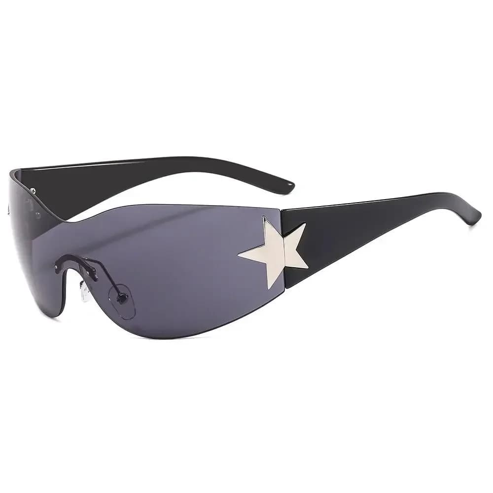 Occhiali da Sole Punk Y2K alla Moda 2025 per Donna e Uomo, Occhiali Avvolgenti Trendy con Decorazione a Stella, Protezione UV400