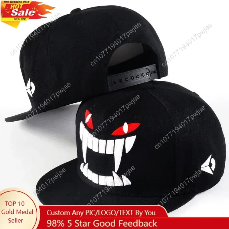 Cappelli Hip-hop Unisex con Ricamo Demoniaco, Cappellini da Baseball Regolabili Casual Primaverili e Autunnali, Cappello Protettivo per il Sole, Cappello Sportivo