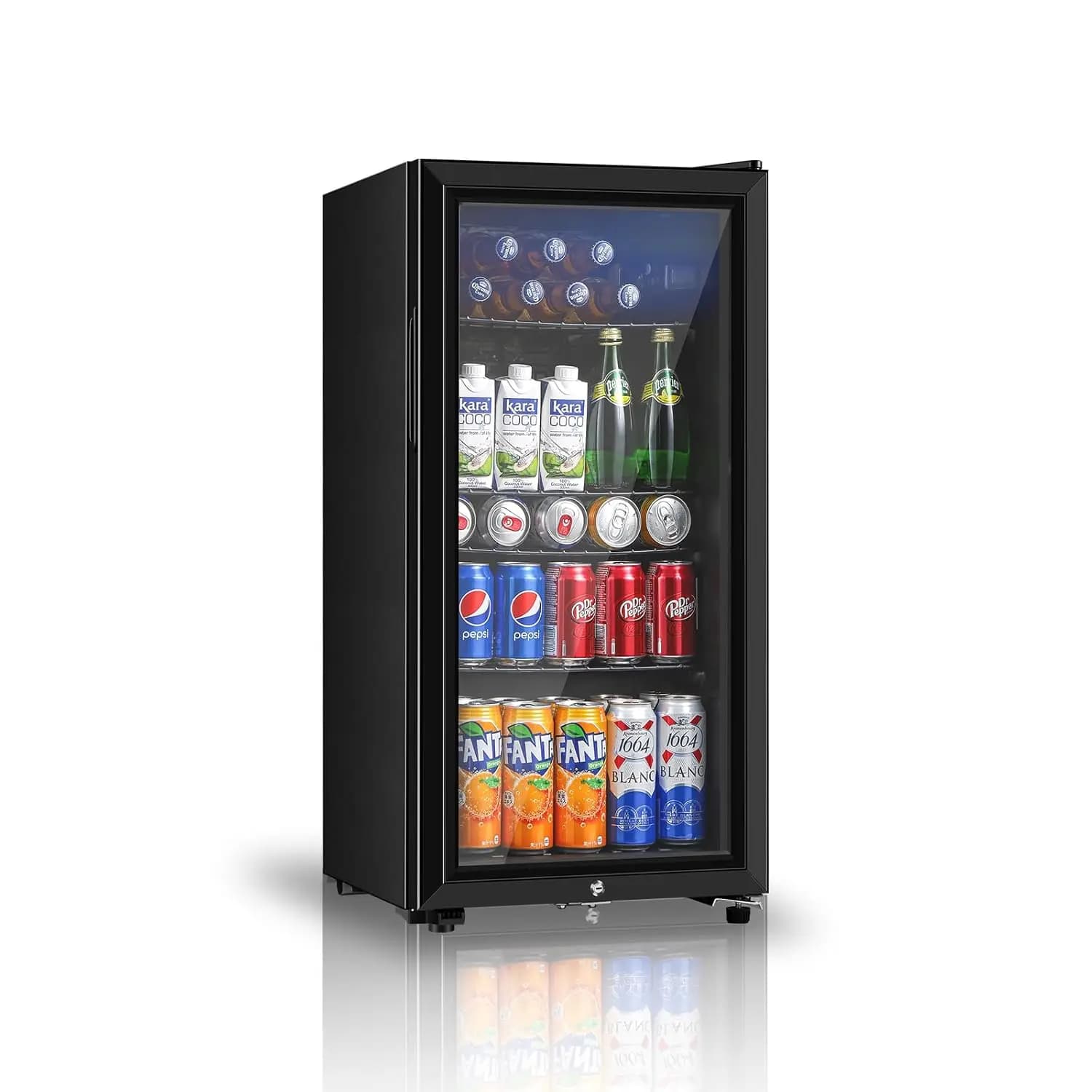 Frigorifero per Bevande, Mini Frigo da 3,2 Piedi Cubi con Doppia Porta in Vetro, Refrigeratore per Bibite, Birra o Vino per Casa, Ufficio, Personalizzabile