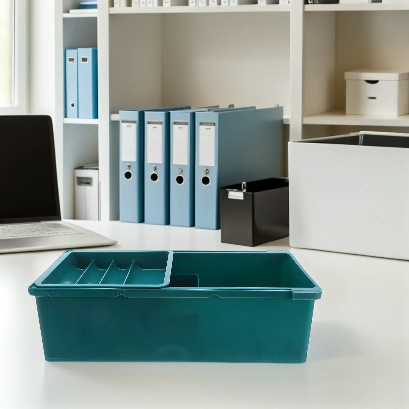 Cassetto Portaoggetti in Plastica Sotto Scrivania, Organizzatore da Scrivania a Tre Livelli Salvaspazio per Utensili, Forniture per Ufficio, Accessori da Cucito