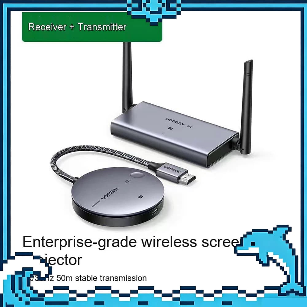 UGREEN 90909 CM586 4K Wireless HDMI Transmitter Receiver 2.4G 5G Dual Band 50m Screen Mirroring for Laptop TV Projector.