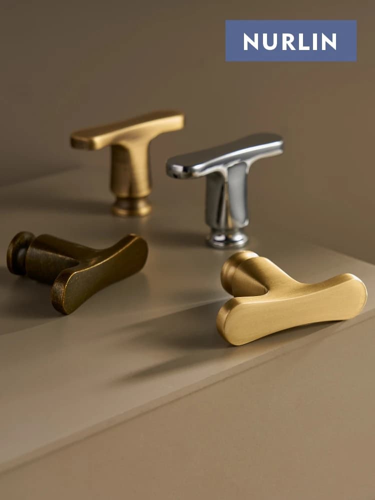 Nurlin Maniglie a T in Ottone Massiccio Stile Francese per Mobili, Armadi e Cassetti, Disponibili in Diverse Finiture CH113