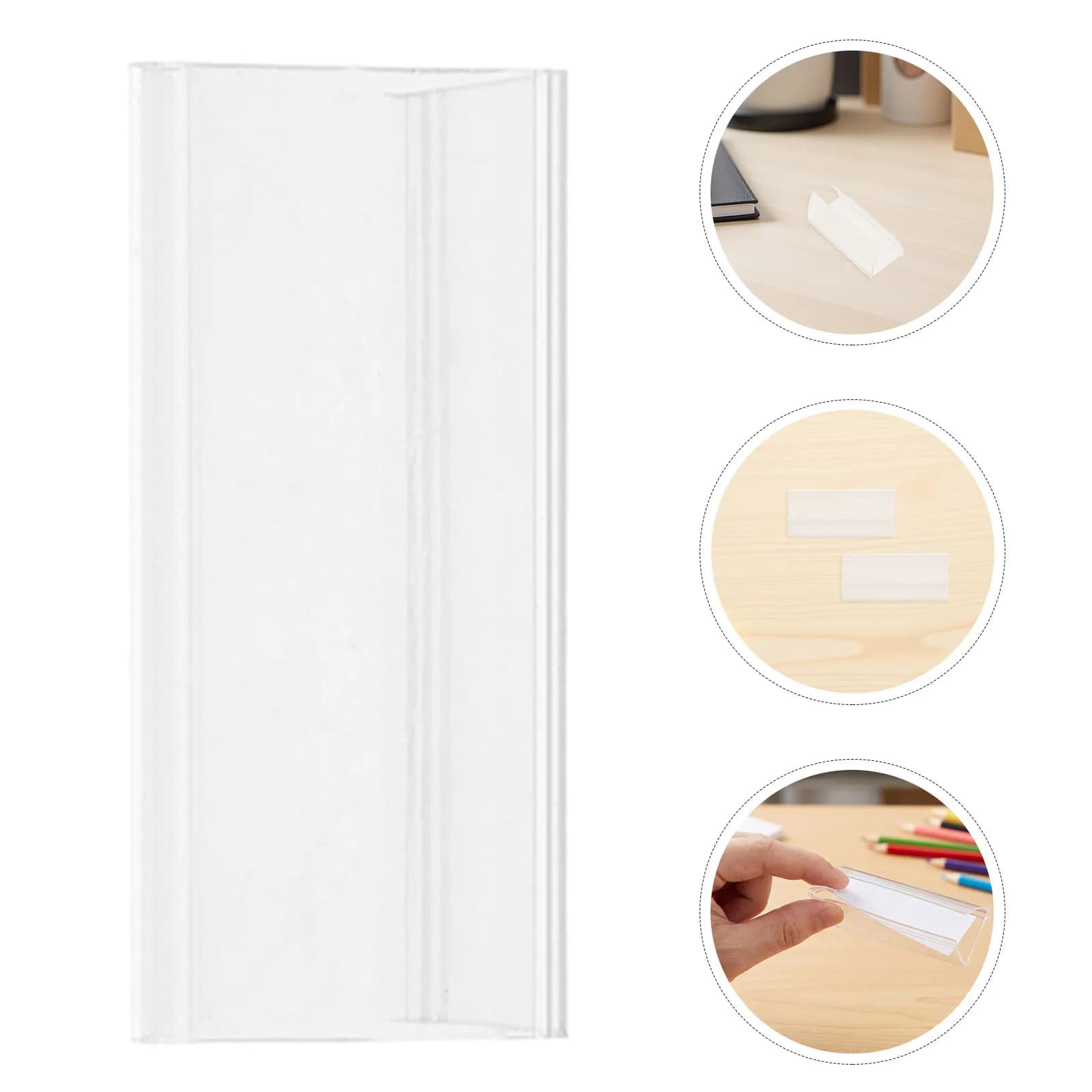 25Pcs Clear Plastic Nameplate Holders Double Sided Office Classroom Shelf Label Clips for Desk Sign Display Storage Label Holder