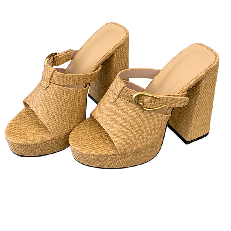 Size 42 Woman Shoes Sandals 12cm Platform Heels Summer Slippers Belt Buckle Chunky Sandals Ladies Gladiator Heels Designer Shoes