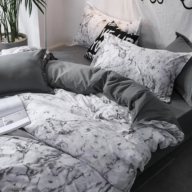 Set copripiumino stampato nordico Set copripiumino traspirante e delicato sulla pelle da 3 pezzi per la biancheria da letto singola doppia per la casa per quattro stagioni