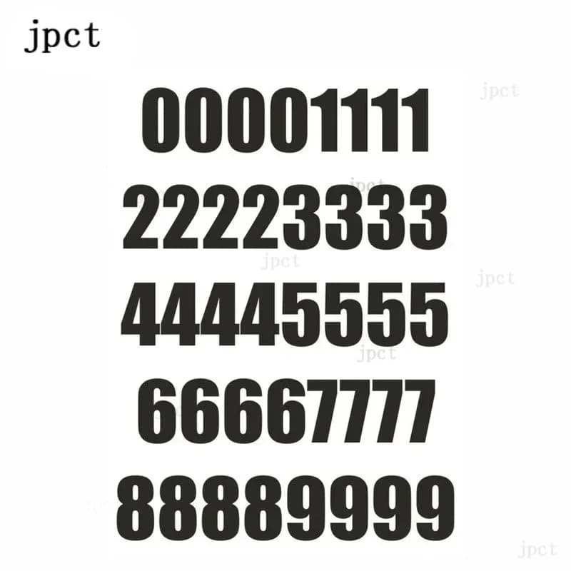 Jptz40 cm * 25 mm tabella dei numeri da 40 pezzi, adatta per bicicletta, porta, scatola delle ruote, auto da corsa, decorazione adesiva in vinile JP