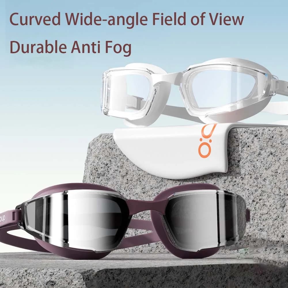 Anti Fog Swimming Goggles Curved 170° Wide-angle Triple Anti Fog Soft Silicone Belt Men Women Goggles Eyewear With Swimming Cap