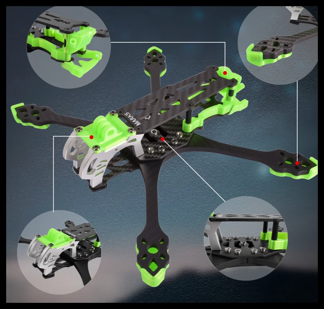Carbon Fiber Arm with Print, 5Inch FPV Frame, 225mm, 3-6S, 3K, 5mm, Arm with Print Fit for RF, KISS, F7, FPV Freestyle Drones