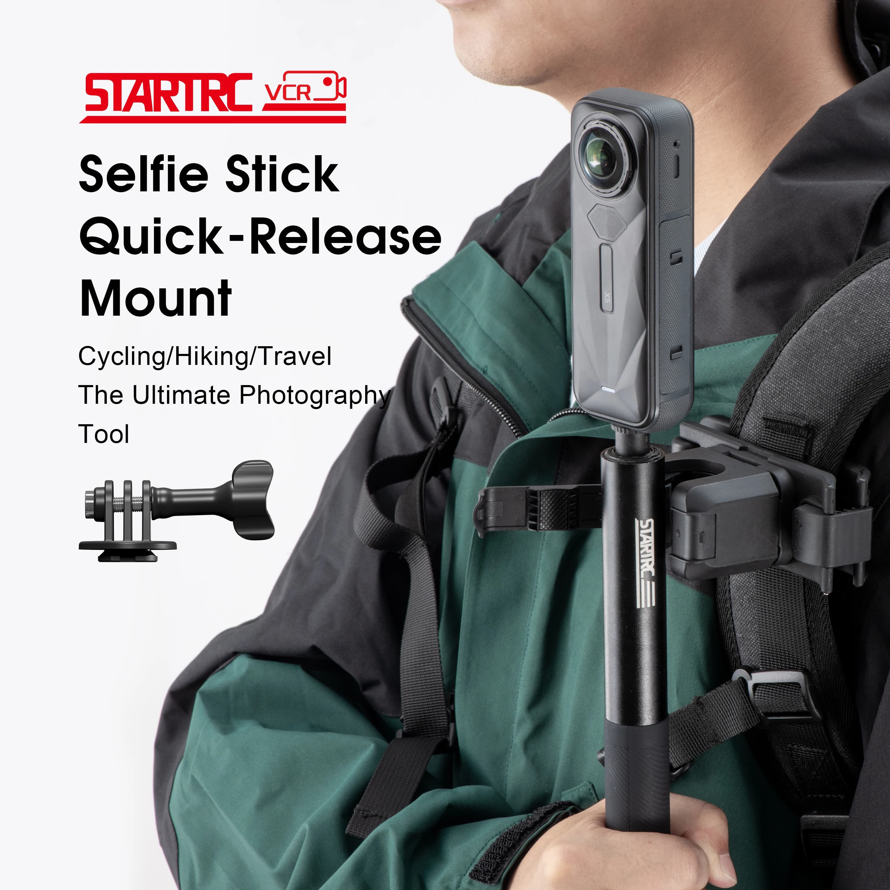 Supporto a clip per tracolla STARTRC per selfie stick, compatibile con Insta360 X5, X4, Air, Go, Ultra, ACE, Pro 2 - Regolabile a sgancio rapido