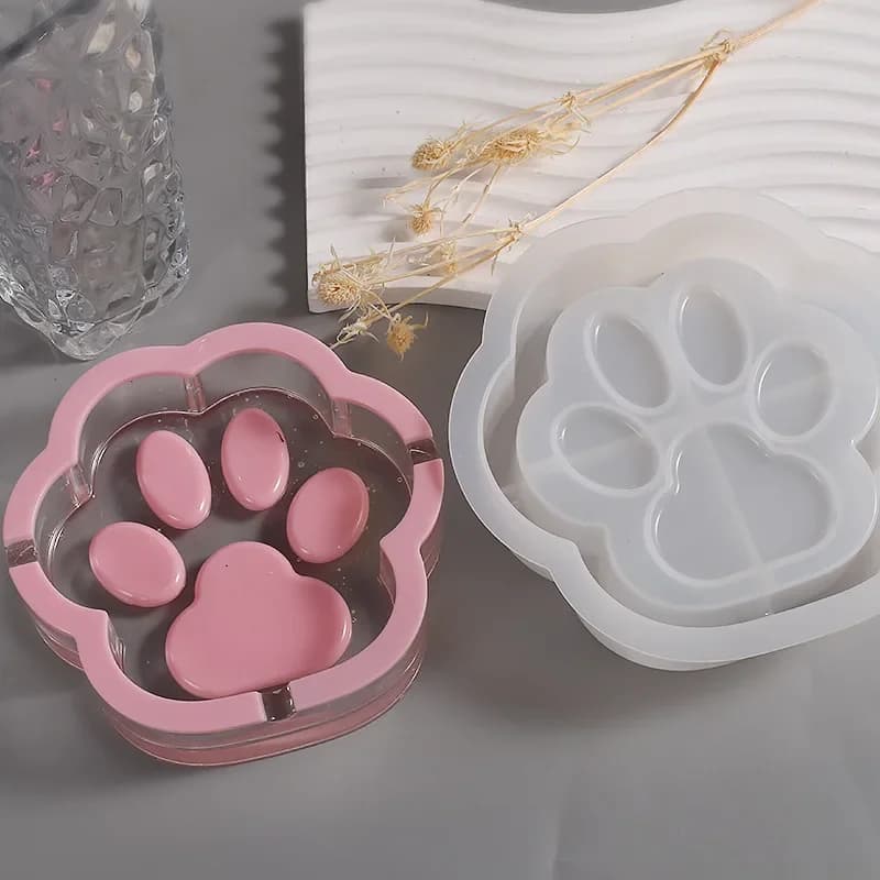 Zampa di gatto Posacenere Stampo in silicone Stampo in resina epossidica per sigari Calcestruzzo Colata di cristalli Gesso Supporto in gesso Contenitore di gioielli Stampo di stoccaggio