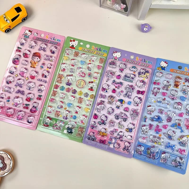 Adesivi Hello Kitty 3D in Rilievo, Decorazioni in Cristallo per Scrapbook, Diario, Agenda, Forniture per Artigianato