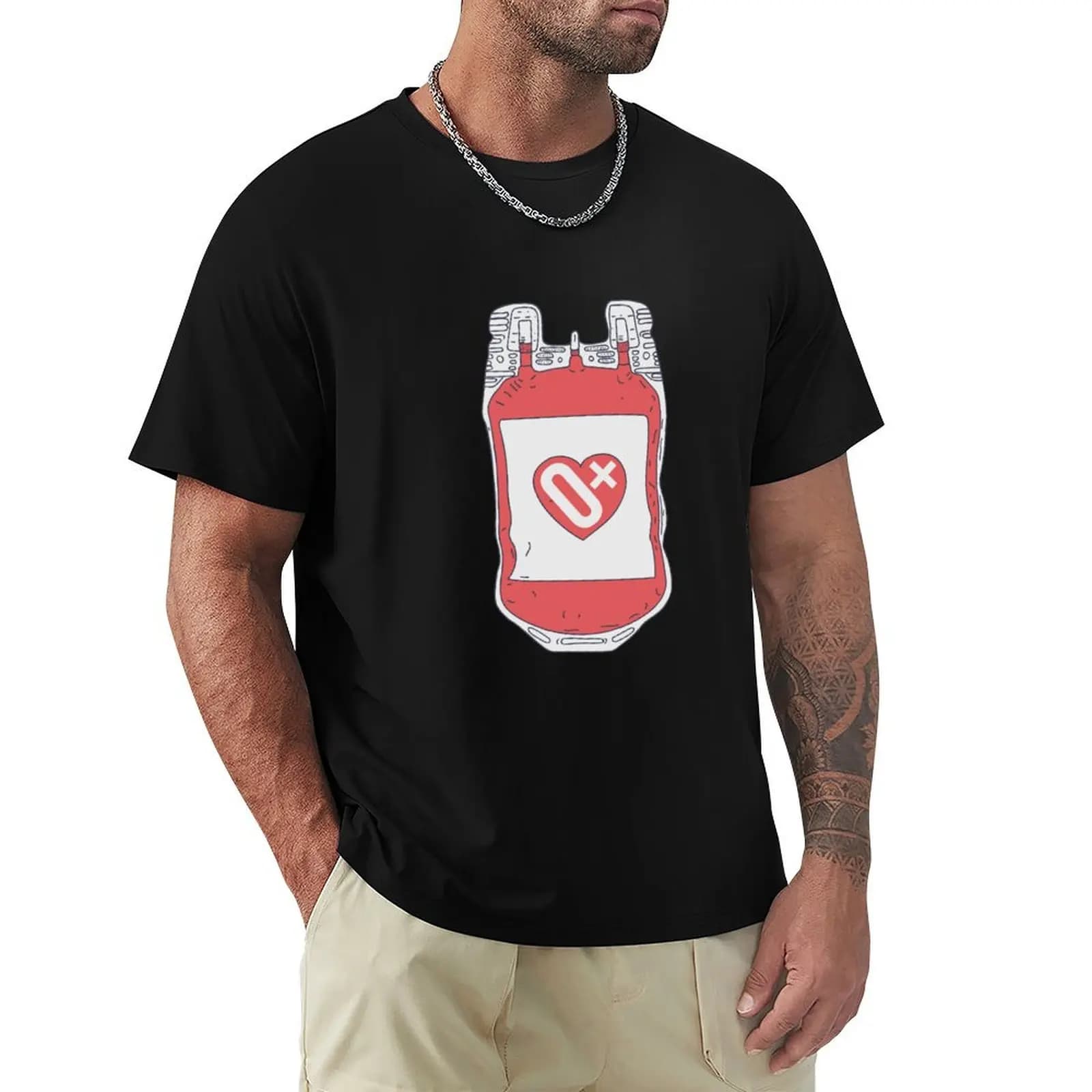 Donazione di sangue - Sacca di sangue di tipo O+ - T-shirt da uomo con grafica di tendenza per erematologi