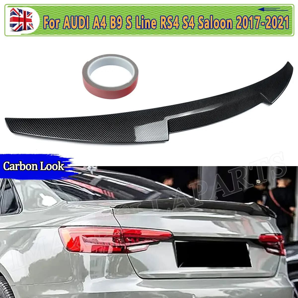 Tronco Spoiler Per AUDI A4 B9 8W S4 Estate Berlina 2017 2018 2019 2020 2021 M4 Stile Posteriore Boot Carbon Look Spoiler Ala Lip Trim