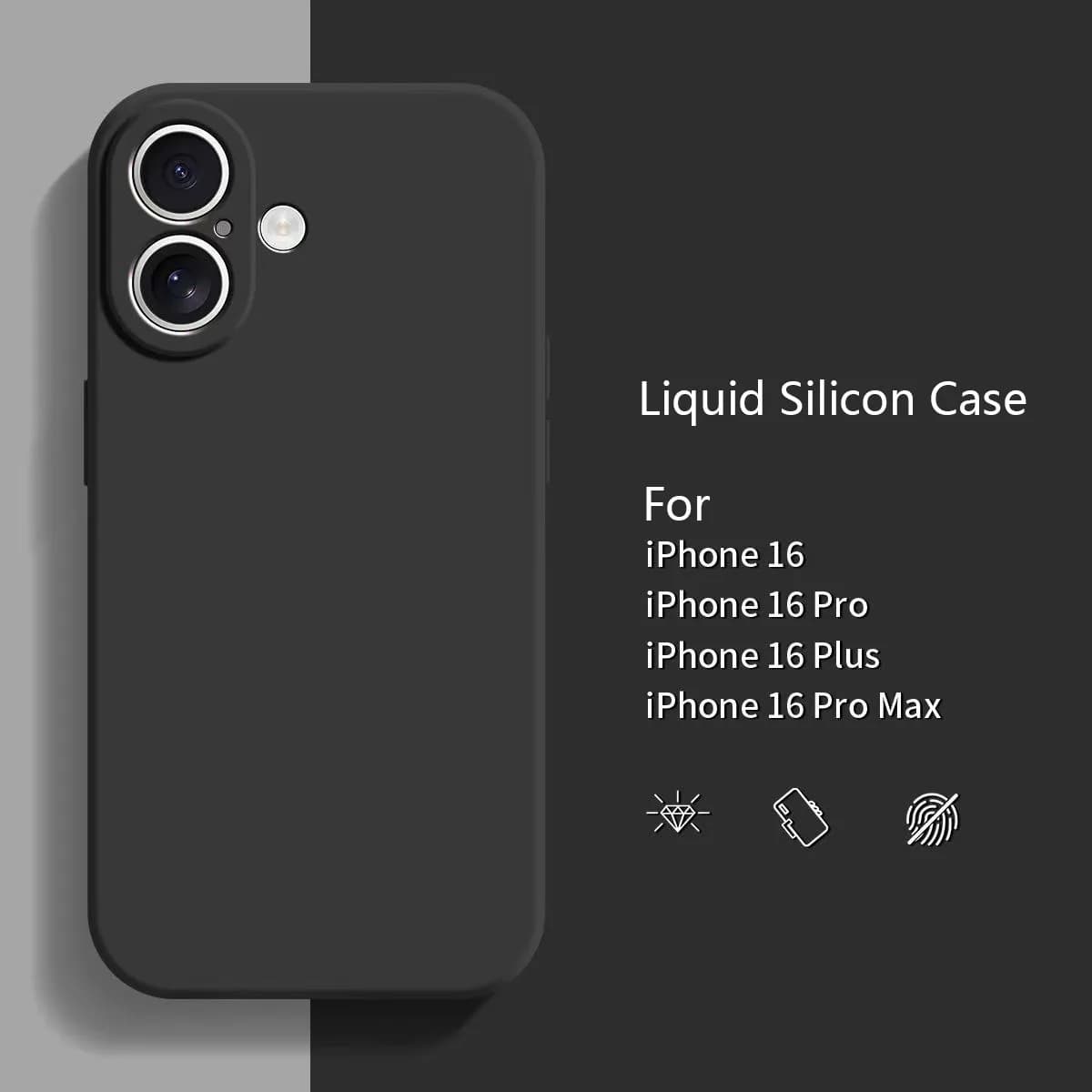 For iPhone 16 Pro Max Liquid Silicone Protector Case For iPhone16 Pro Max Plus Shockproof Cover
