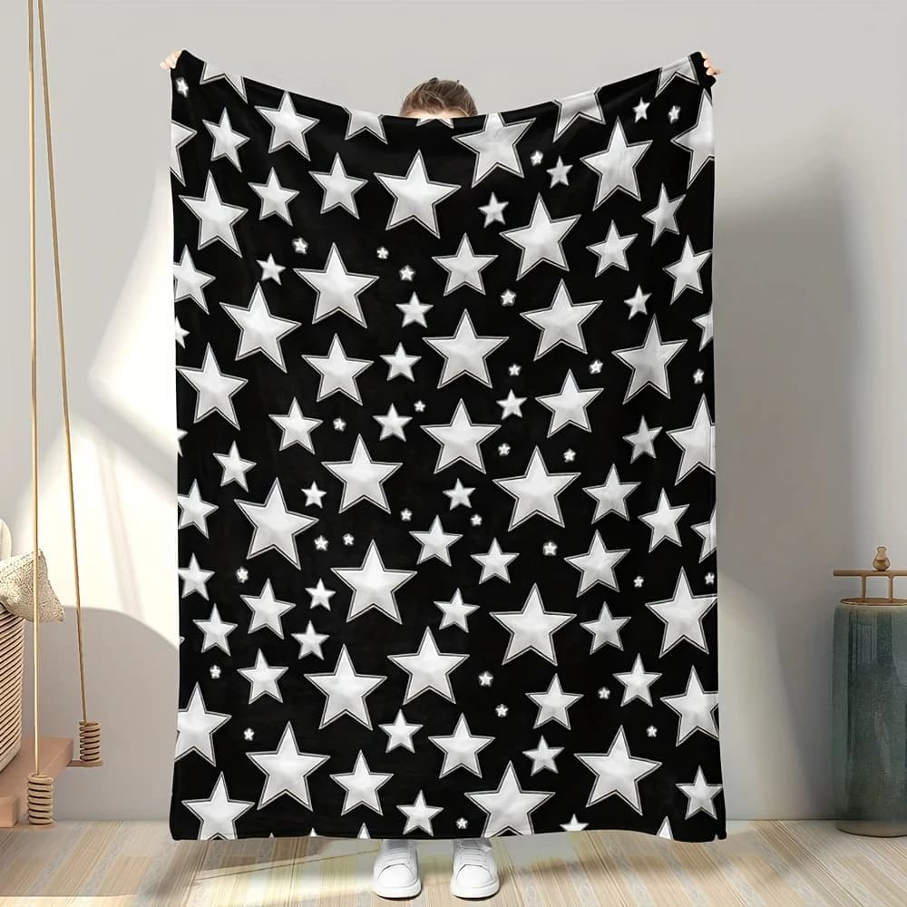 Coperta in Flanella con Design a Piccola Stella, Morbida e Calda per Tutte le Stagioni, Ideale per Soggiorno, Ufficio, Camera da Letto, Viaggi, Regalo Perfetto per le Vacanze