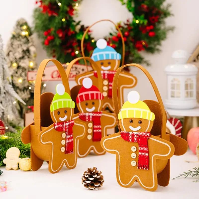 Borse per regali di Natale Borse portaoggetti per omino di pan di zenzero carino Biscotti al cioccolato Borse per caramelle per la decorazione della festa di compleanno di Natale