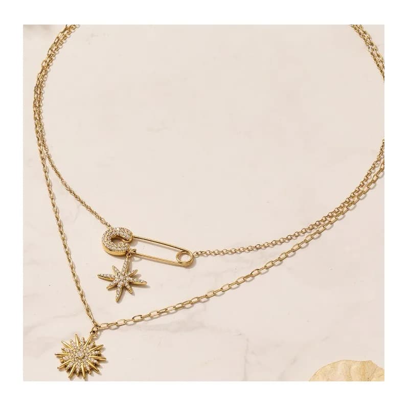 Mystery Zircon Pin Eight Star Sun Flower Collarbone Chain Light Luxury Natural Shell Star Bracelet Jewelry