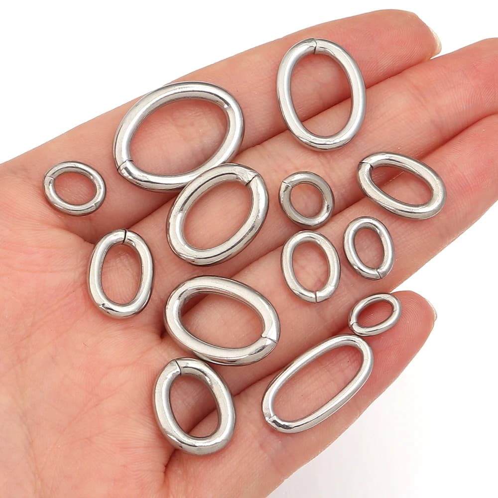 20pcs/lot Stainless Steel Oval Ring Clasps Connectors Clasps For Jewelry Making DIY Simple Style Necklace Bracelet
