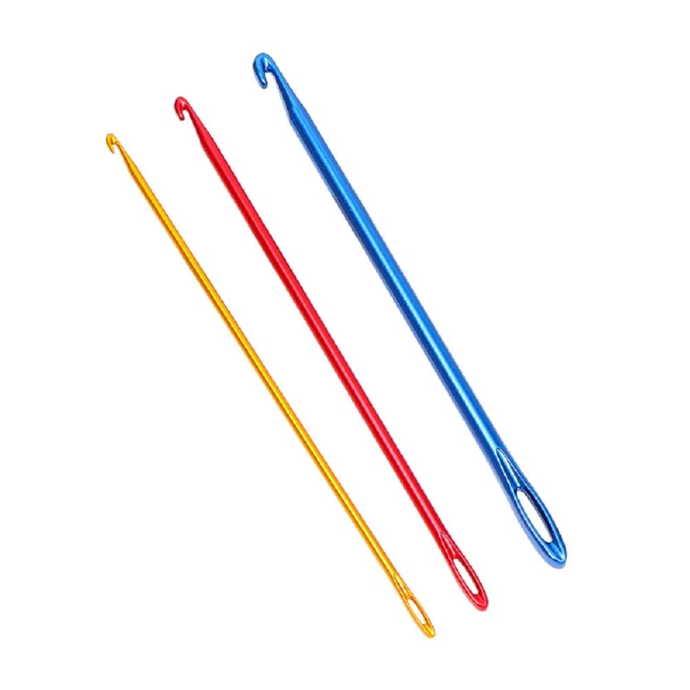 Set di uncinetti in alluminio tunisini afghano, ago da maglia, strumento per tessitura fai da te lavorato a mano con un occhio 2,75 mm 4 mm 6 mm