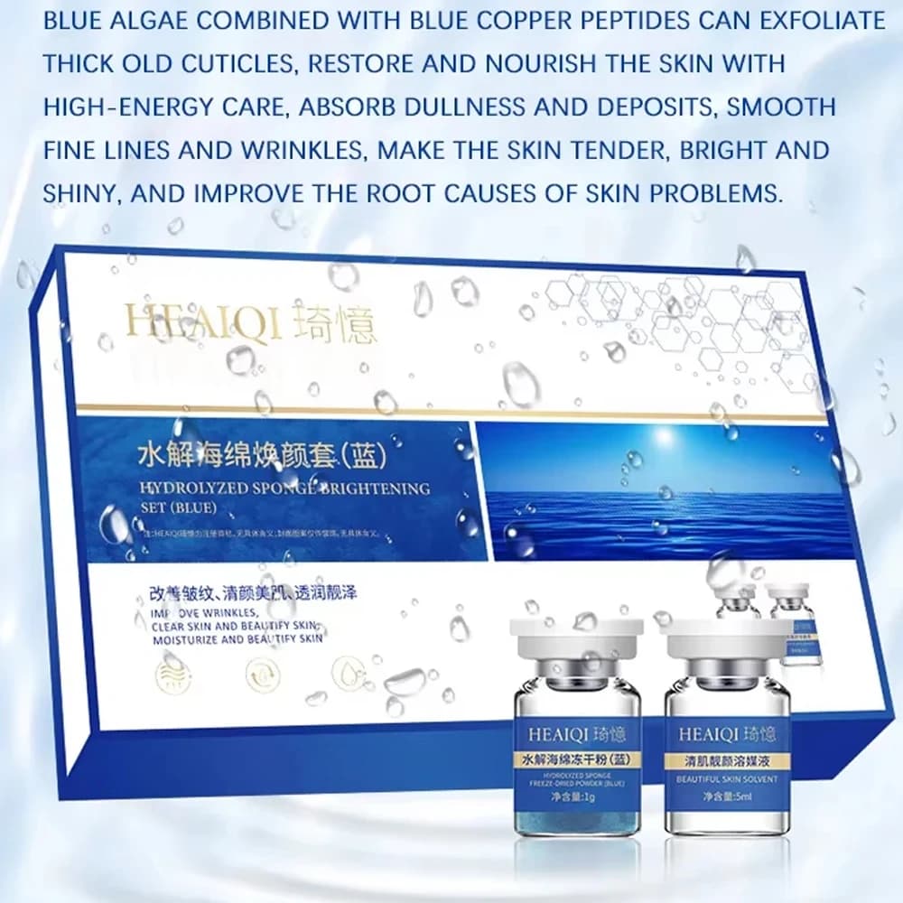 Exfoliation Kit Faced 80% with Algae sponge and Hydrolyzed microcrystals, Organic Natural Treatment for Acne, Peeling, Skin Scratching and Hydration