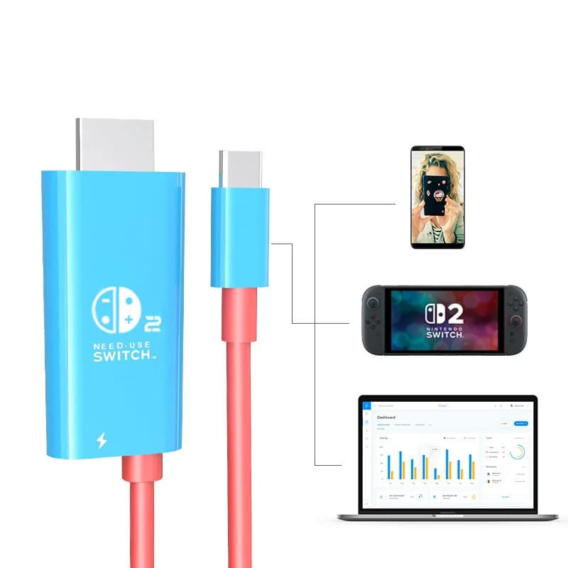 Cavo Adattatore HDMI per Nintendo Switch 2 4K@60Hz PD 100W, Cavo Connettore TV Portatile da Viaggio per Switch 2/OLED/Switch