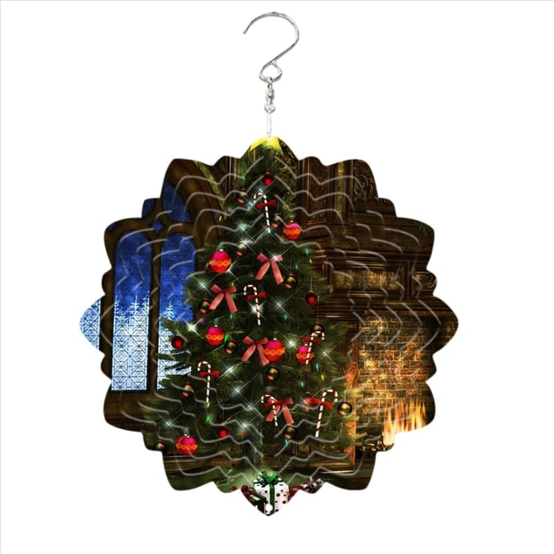 AT16 Christmas Wind Power White Coated Aluminum Plate Double-Sided Printing Heat Transfer Wind Chime Turntable