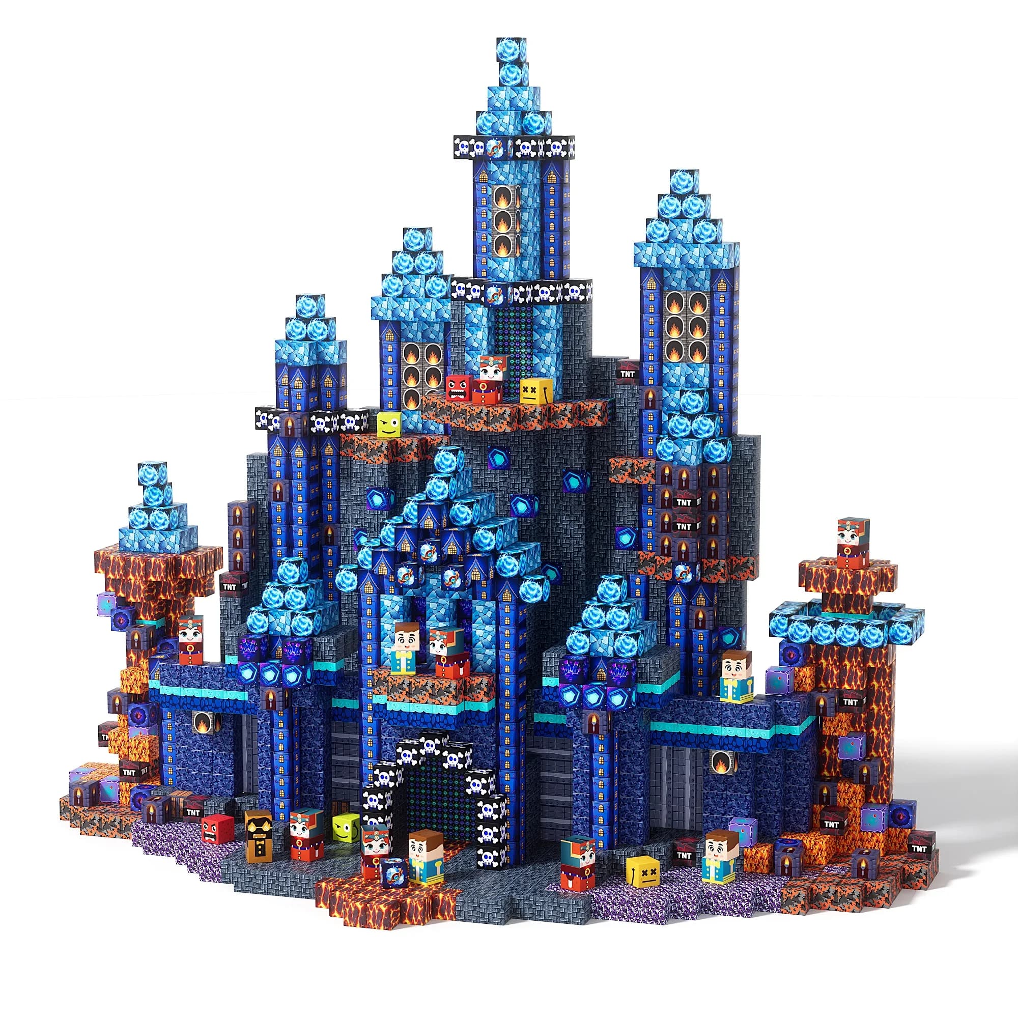Mattoncini Magnetici Blue Prince Castle, 200 Pezzi, Giocattoli Montessori STEM per Bambini dai 3 ai 8 Anni, Blocchi da Costruzione per Gioco Creativo e Sensoriale