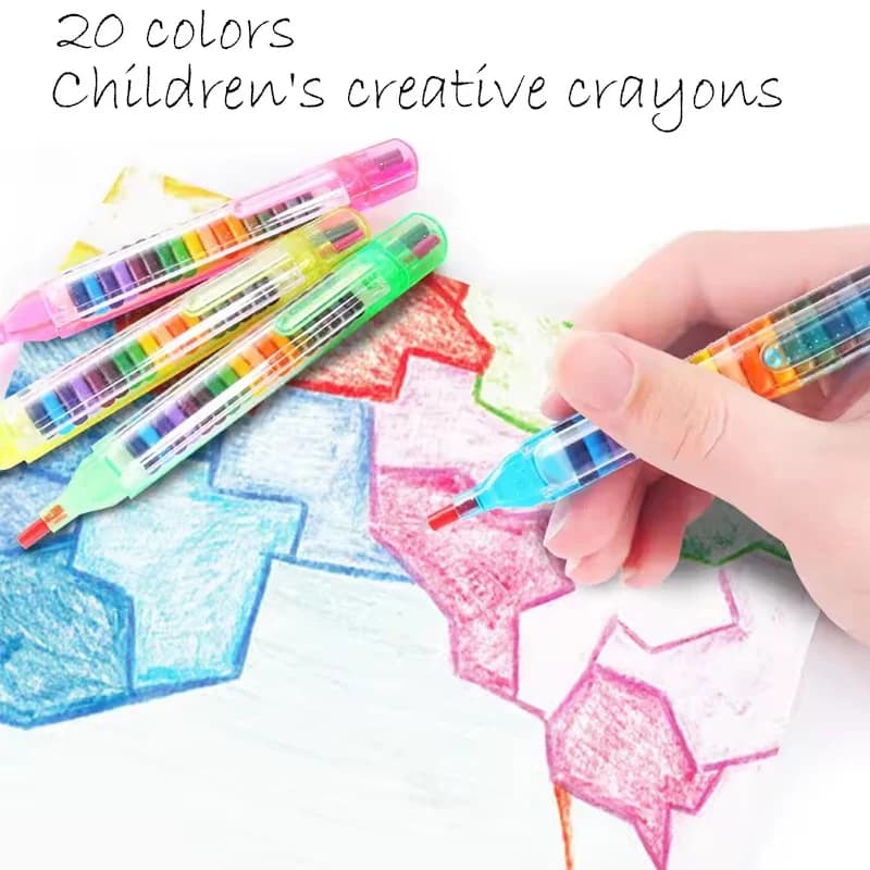 4 Pz/set 20 Colori Pastelli Impilabili Per Bambini Punte Sostituibili Arcobaleno Doodle Penne Da Disegno Rifornimenti D'arte Creativa Kawaii Cancelleria
