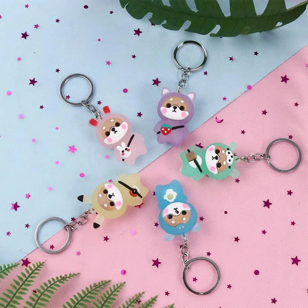 Cute Boy Girl Shoulder Bag Bag Key Chain Shiba Inu Pendant Key Rings Flashing Light Keychain Keychain